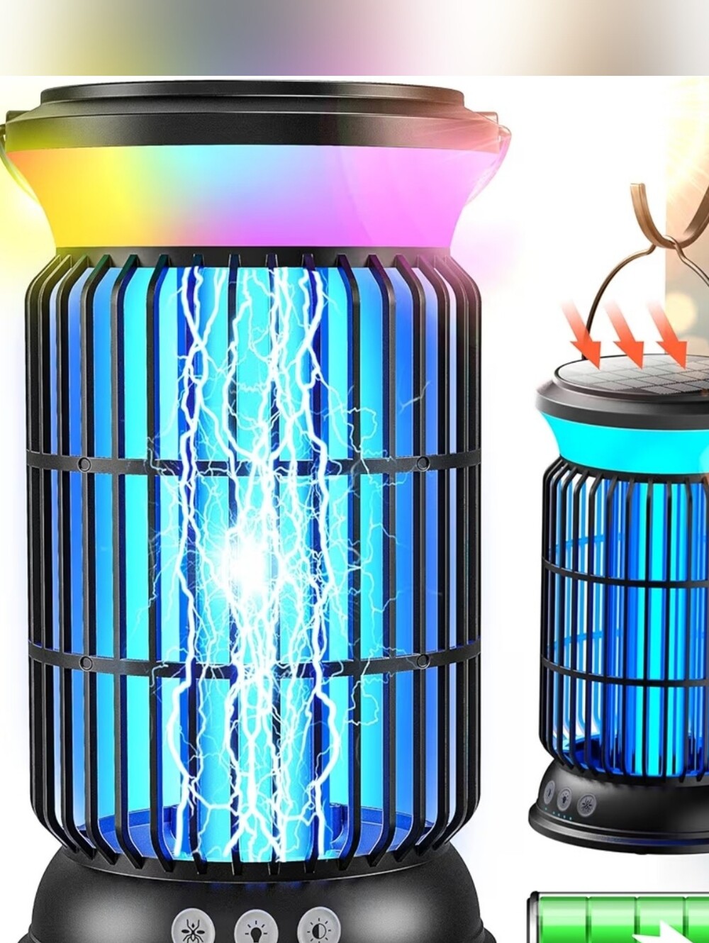 NEW! Solar Bug Zapper, 4-in-1 Modes, Dual Charging